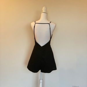 black linen backless romper